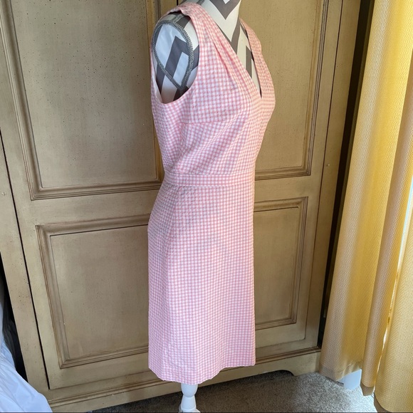 JCrew Pink V Neck Seersucker MIDI Dress Size 8 - Picture 6 of 7